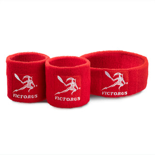 Victorus Red Cotton Sweatband Set - 1 Headband, 2 Wristbands