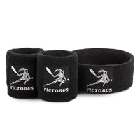 Victorus Black Cotton Sweatband Set - 1 Headband, 2 Wristbands